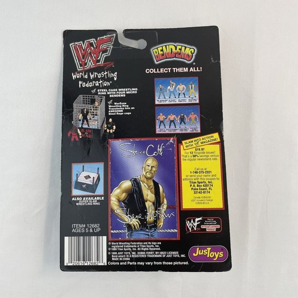 WWF Stone Cold Steve Austin Bendems #12682 JusToys 1999 SERIES XI poseable - Picture 3 of 6